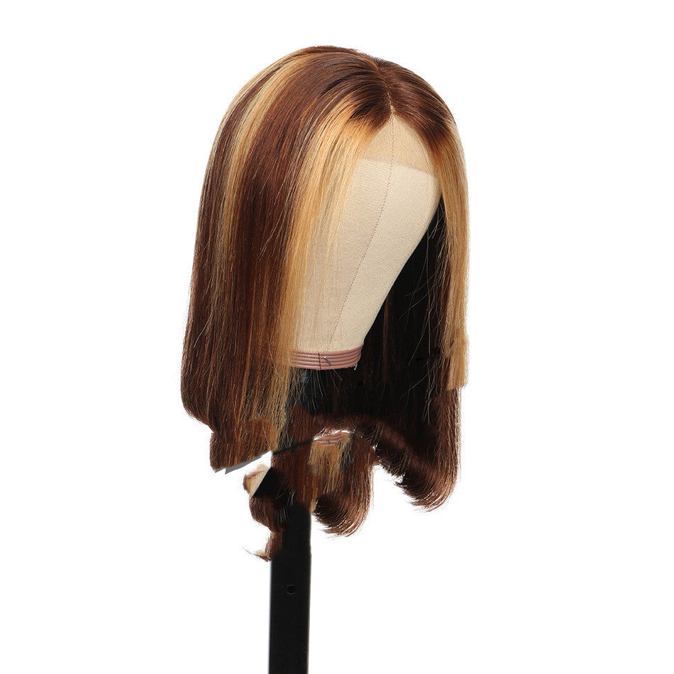 Piano Color Bob Headgear Real Hair