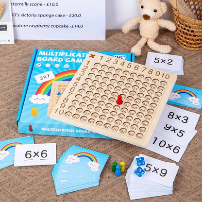 Multiplication Wooden Board Game for Kids Learning 1x1