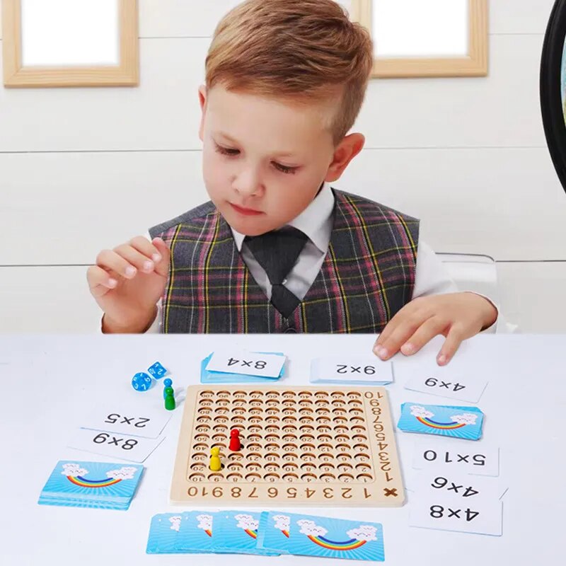 Multiplication Wooden Board Game for Kids Learning 1x1