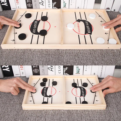 wooden Slingshot Puck Table Hockey Foosball Game in two sizes