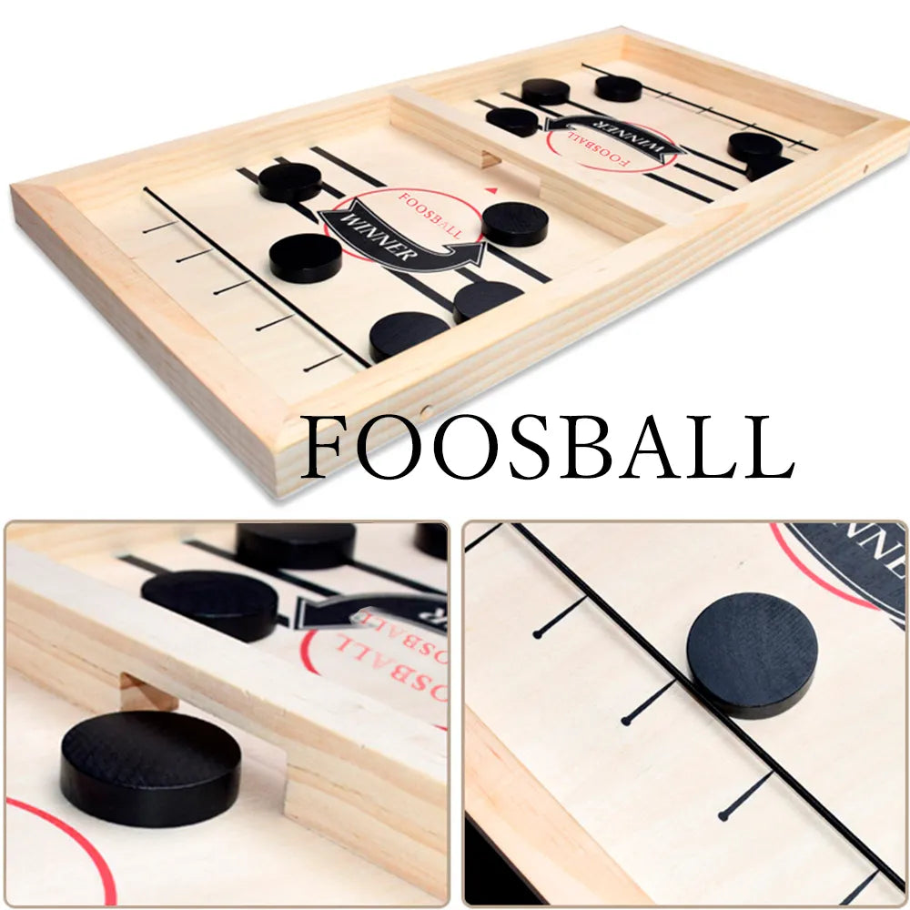 wooden Slingshot Puck Table Hockey Foosball Game in two sizes