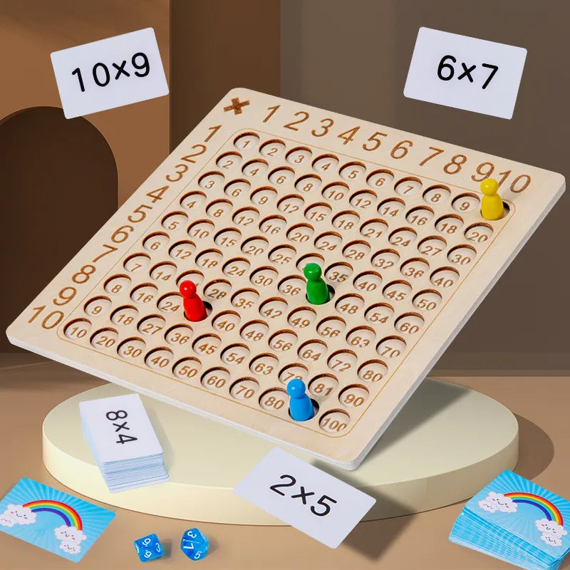 Multiplication Wooden Board Game for Kids Learning 1x1