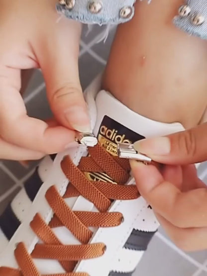 No Tie Shoelaces Press Lock system including shoe laces in different colors