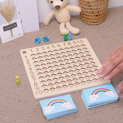 Multiplication Wooden Board Game for Kids Learning 1x1